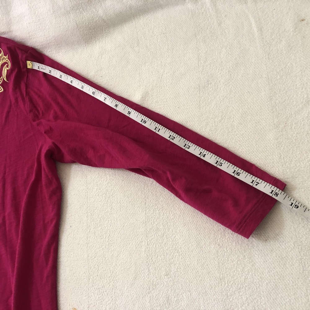 Lauren Ralph Lauren Shirt Womens XL Pink Embroidered V Neck Tunic 3/4 Sleeve - Picture 9 of 9